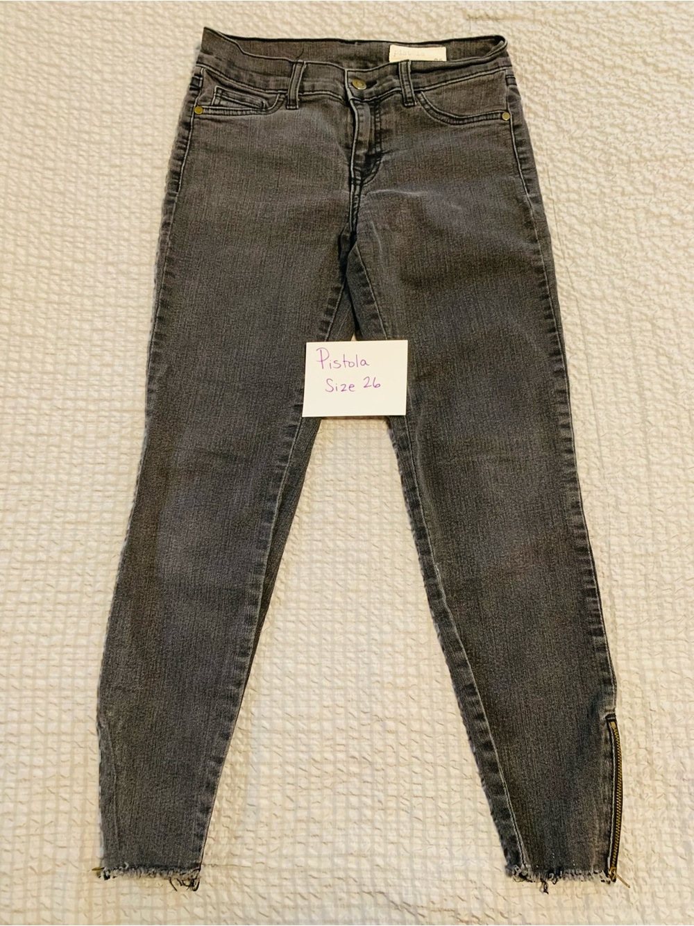 pistola Washed Black Skinny Jeans with Zip Hem